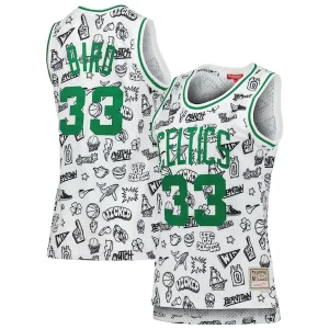 Larry Bird Boston Celtics Women's 1985 Doodle Swingman Jersey White