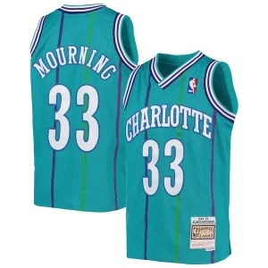 Alonzo Mourning Charlotte Hornets Youth 1992/93 Hardwood Classics Swingman Jersey Teal