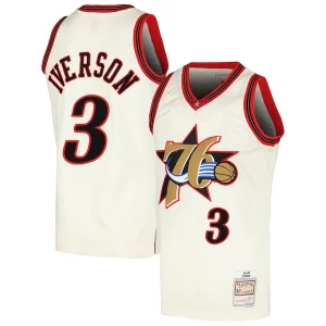 Allen Iverson Philadelphia 76ers Chainstitch Swingman Jersey Cream