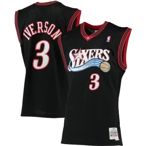 Allen Iverson Philadelphia 76ers 2000/01 Big & Tall Hardwood Classics Swingman Jersey Black/Red/Royal/White