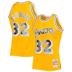 Magic Johnson Los Angeles Lakers 1984/85 Hardwood Classics NBA 75th Anniversary Diamond Swingman Jersey Gold