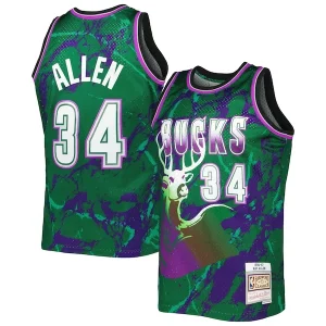 Ray Allen Milwaukee Bucks 1996/97 Hardwood Classics Marble Swingman Jersey Green