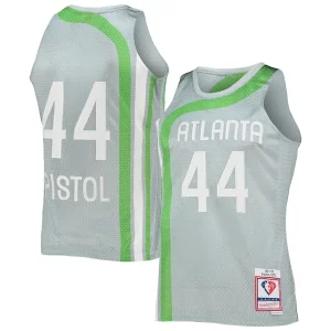 Pete Maravich Atlanta Hawks 75th Anniversary 1971/72 Hardwood Classics Swingman Jersey Silver