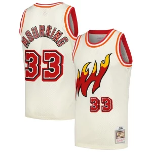 Alonzo Mourning Miami Heat Chainstitch Swingman Jersey Cream