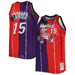Vince Carter Toronto Raptors Big & Tall Hardwood Classics 1998/99 Split Swingman Jersey Purple/Red