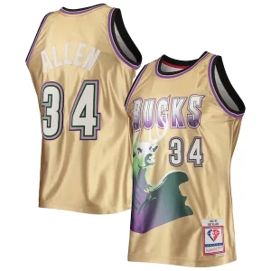 Ray Allen Milwaukee Bucks 75th Anniversary 1996/97 Hardwood Classics Swingman Jersey Gold