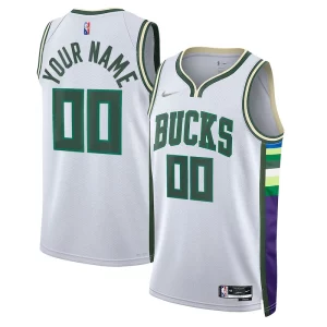 Milwaukee Bucks Nike 2021/22 Swingman Custom Jersey City Edition White