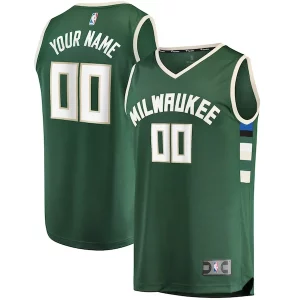 Milwaukee Bucks Youth Fast Break Custom Replica Jersey Hunter Green Icon Edition
