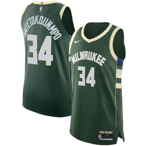 Giannis Antetokounmpo Milwaukee Bucks Nike Authentic Jersey Association Edition Hunter Green