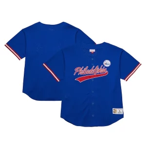 Philadelphia 76ers Hardwood Classics On The Clock Mesh Fashion Baseball Jersey Royal