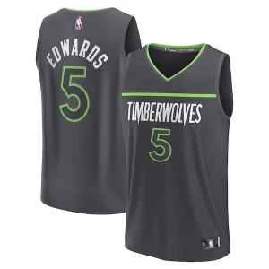 Anthony Edwards Minnesota Timberwolves Youth Fast Break Replica Player Jersey Statement Edition Anthracite