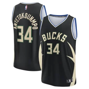 Giannis Antetokounmpo Milwaukee Bucks Fast Break Replica Player Jersey Statement Edition Black