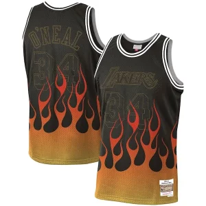 Shaquille O'Neal Los Angeles Lakers 1996-97 Hardwood Classics Flames Swingman Jersey Black