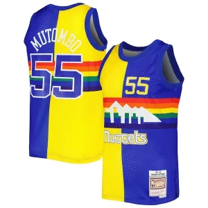 Dikembe Mutombo Denver Nuggets Hardwood Classics 1991/92 Split Swingman Jersey Royal/Gold