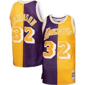 Magic Johnson Los Angeles Lakers Big & Tall Hardwood Classics 1984/85 Split Swingman Jersey Purple/Gold