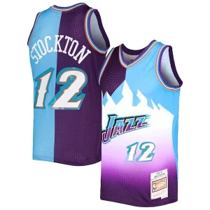 John Stockton Utah Jazz Hardwood Classics 1996/97 Split Swingman Jersey Purple/Turquoise
