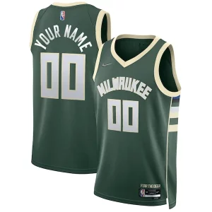 Milwaukee Bucks Nike 2021/22 Diamond Swingman Custom Jersey Icon Edition Hunter Green