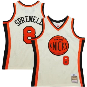 Latrell Sprewell New York Knicks Chainstitch Swingman Jersey Cream