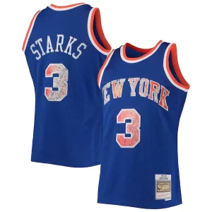 John Starks New York Knicks 1991/92 Hardwood Classics NBA 75th Anniversary Diamond Swingman Jersey Blue