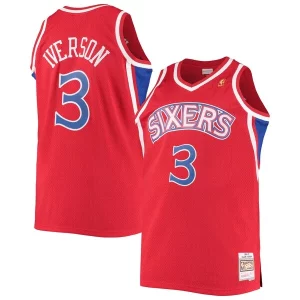 Allen Iverson Philadelphia 76ers 1996/97 Big & Tall Hardwood Classics Swingman Jersey Red/Black/Royal/White