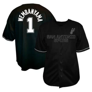 Victor Wembanyama San Antonio Spurs Profile Big & Tall Name & Number Button-Up Jersey Black