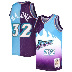 Karl Malone Utah Jazz Hardwood Classics 1996/97 Split Swingman Jersey Purple/Turquoise