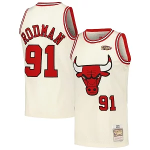 Dennis Rodman Chicago Bulls Chainstitch Swingman Jersey Cream