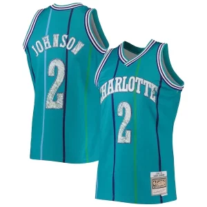 Larry Johnson Charlotte Hornets 1996/97 Hardwood Classics NBA 75th Anniversary Diamond Swingman Jersey Teal