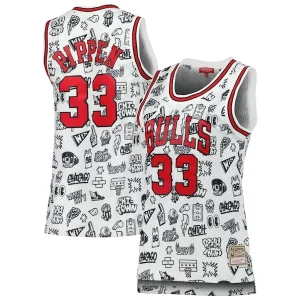 Scottie Pippen Chicago Bulls Women's 1997 Doodle Swingman Jersey White