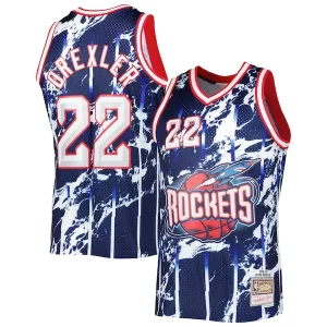 Clyde Drexler Houston Rockets 1996/97 Hardwood Classics Marble Swingman Jersey Navy