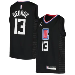 Paul George LA Clippers Jordan Brand Youth 2020/21 Swingman Player Jersey Black Statement Edition