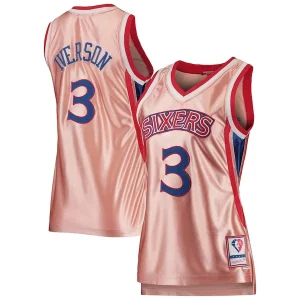 Allen Iverson Philadelphia 76ers Women's 75th Anniversary Rose Gold 1996 Swingman Jersey Pink