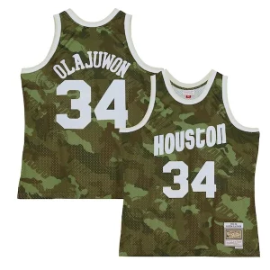 Hakeem Olajuwon Houston Rockets Hardwood Classics 1993/94 Ghost Green Swingman Jersey Camo