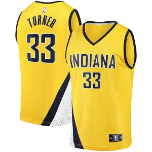 Myles Turner Indiana Pacers Fast Break Replica Jersey Statement Edition Gold