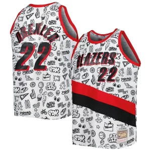 Clyde Drexler Portland Trail Blazers 1991/92 Hardwood Classics Doodle Swingman Player Jersey White