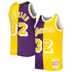 Magic Johnson Los Angeles Lakers Hardwood Classics 1984/85 Split Swingman Jersey Purple/Gold