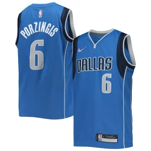 Kristaps Porzingis Dallas Mavericks Nike Youth 2021/22 Diamond Swingman Jersey Icon Edition Blue