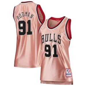 Dennis Rodman Chicago Bulls Women's 75th Anniversary Rose Gold 1997 Swingman Jersey Pink
