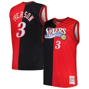 Allen Iverson Philadelphia 76ers Big & Tall Hardwood Classics 2000/01 Split Swingman Jersey Black/Red