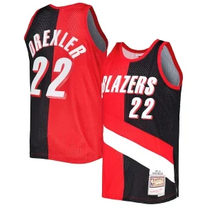 Clyde Drexler Portland Trail Blazers Hardwood Classics 1991/92 Split Swingman Jersey Red/Black