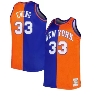 Patrick Ewing New York Knicks Big & Tall Hardwood Classics 1991/92 Split Swingman Jersey Blue/Orange