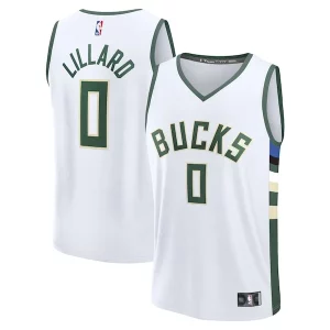 Damian Lillard Milwaukee Bucks Fast Break Replica Player Jersey Association Edition White