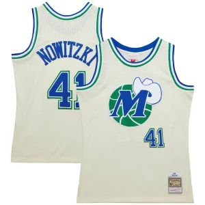 Dirk Nowitzki Dallas Mavericks Chainstitch Swingman Jersey Cream