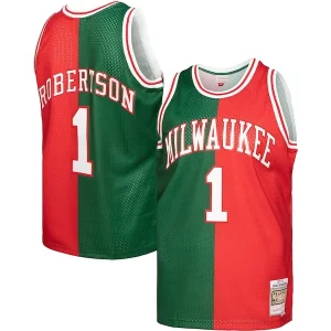 Oscar Robertson Milwaukee Bucks Hardwood Classics 1971/72 Split Swingman Jersey Green/Red