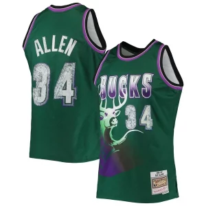 Ray Allen Milwaukee Bucks 1996/97 Hardwood Classics NBA 75th Anniversary Diamond Swingman Jersey Green