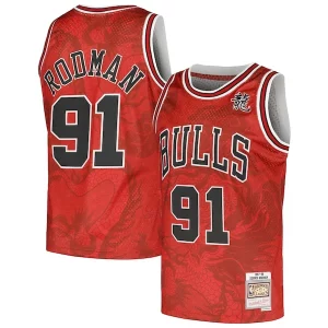 Dennis Rodman Chicago Bulls 1997/98 Hardwood Classics Asian Heritage 6.0 Swingman Throwback Player Jersey Red