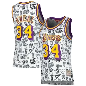 Shaquille O'Neal Los Angeles Lakers Women's 1996 Doodle Swingman Jersey White
