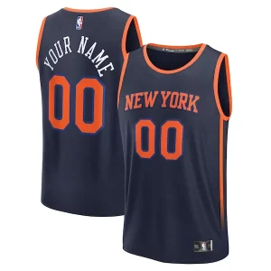 New York Knicks Custom Fast Break Jersey Navy Statement Edition
