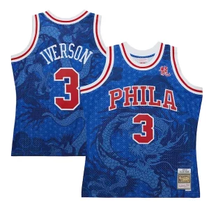 Allen Iverson Philadelphia 76ers 1996/97 Hardwood Classics Asian Heritage 6.0 Swingman Throwback Player Jersey Royal