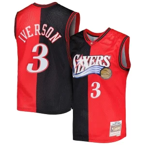 Allen Iverson Philadelphia 76ers Hardwood Classics 2000/01 Split Swingman Jersey Black/Red